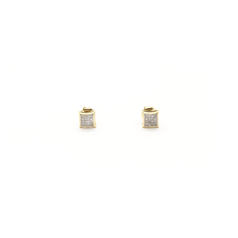 Curvy Square Diamond Cluster Stud Earrings (10K) front - Popular Jewelry - New York