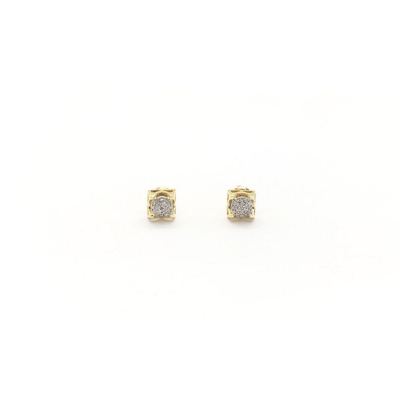 Diamond Dome Stud Earrings (10K) front - Popular Jewelry - New York