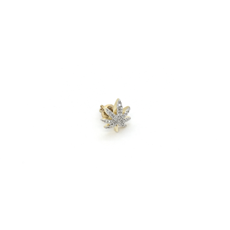 Diamond Iced Marijuana Leaf Stud Earrings (10K) side - Popular Jewelry - New York