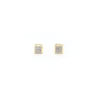 Keretes négyzet alakú gyémánt fürt fülbevalók (10K) elülső - Popular Jewelry - New York