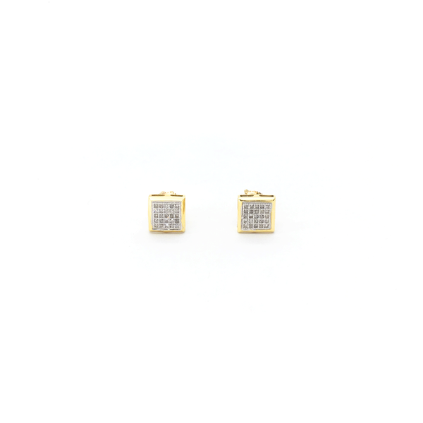 Framed Square Diamond Cluster Stud Earrings (10K) front - Popular Jewelry - New York