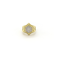 Greek Key Hexagon CZ Cluster Ring (10K) front - Popular Jewelry - New York