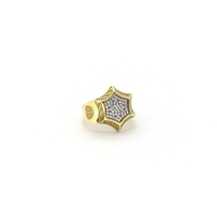 Greek Key Hexagon CZ Cluster Ring (10K) side - Popular Jewelry - New York