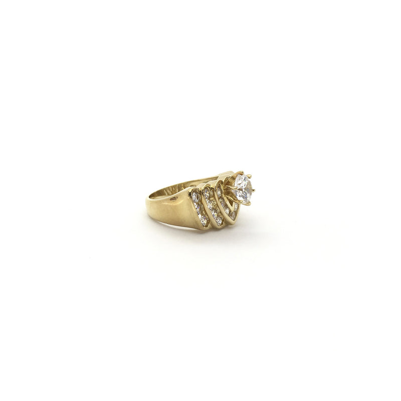 Replicating Heart CZ Ring (10K) right - Popular Jewelry - New York
