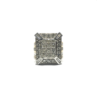 दौर कट डायमंड पन्ना आकार क्लस्टर सगाई की अंगूठी (10K) सामने - Popular Jewelry - न्यूयॉर्क