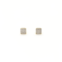 Rounded Square Diamond Cluster Stud Earrings (10K) front - Popular Jewelry - New York
