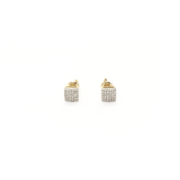 Square Diamond Cluster Stud Earrings (10K) front - Popular Jewelry - New York