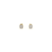 Square Diamond Dome Stud Earrings (10K) front - Popular Jewelry - New York