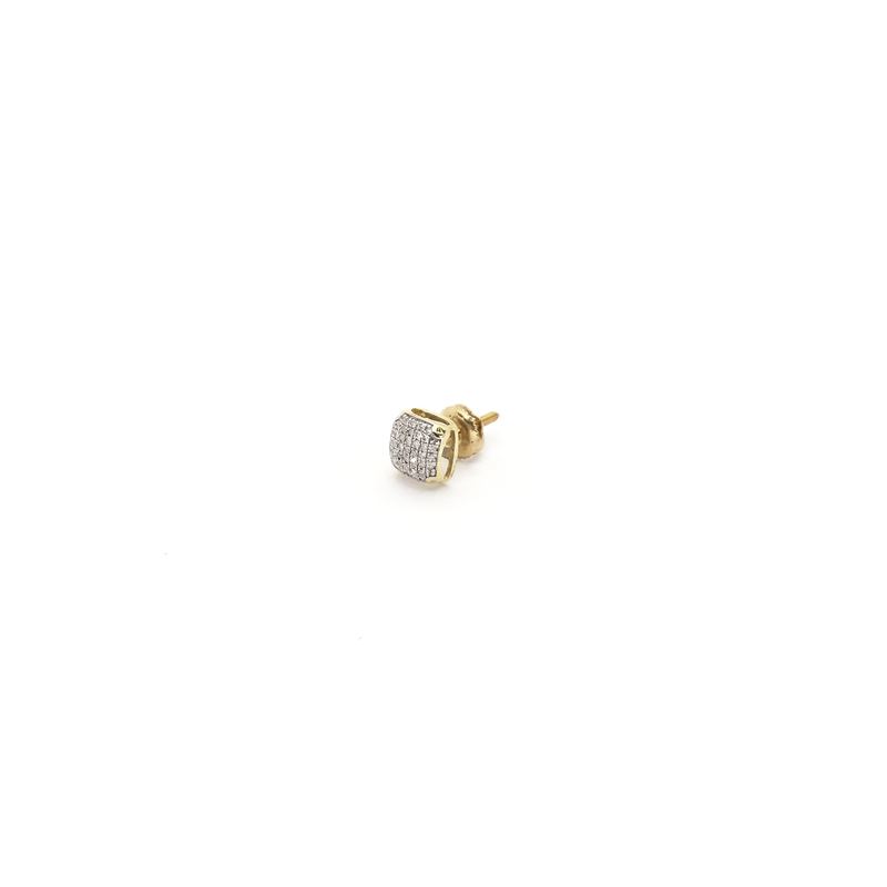 Square Diamond Dome Stud Earrings (10K) side - Popular Jewelry - New York