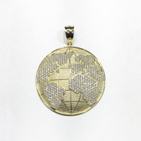 World Globe Map CZ Pendant (10K) front - Popular Jewelry - New York