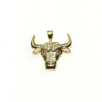Bull Head CZ Pendant (10K) - Popular Jewelry
