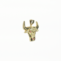 Bull Head CZ Pendant (10K) - Popular Jewelry
