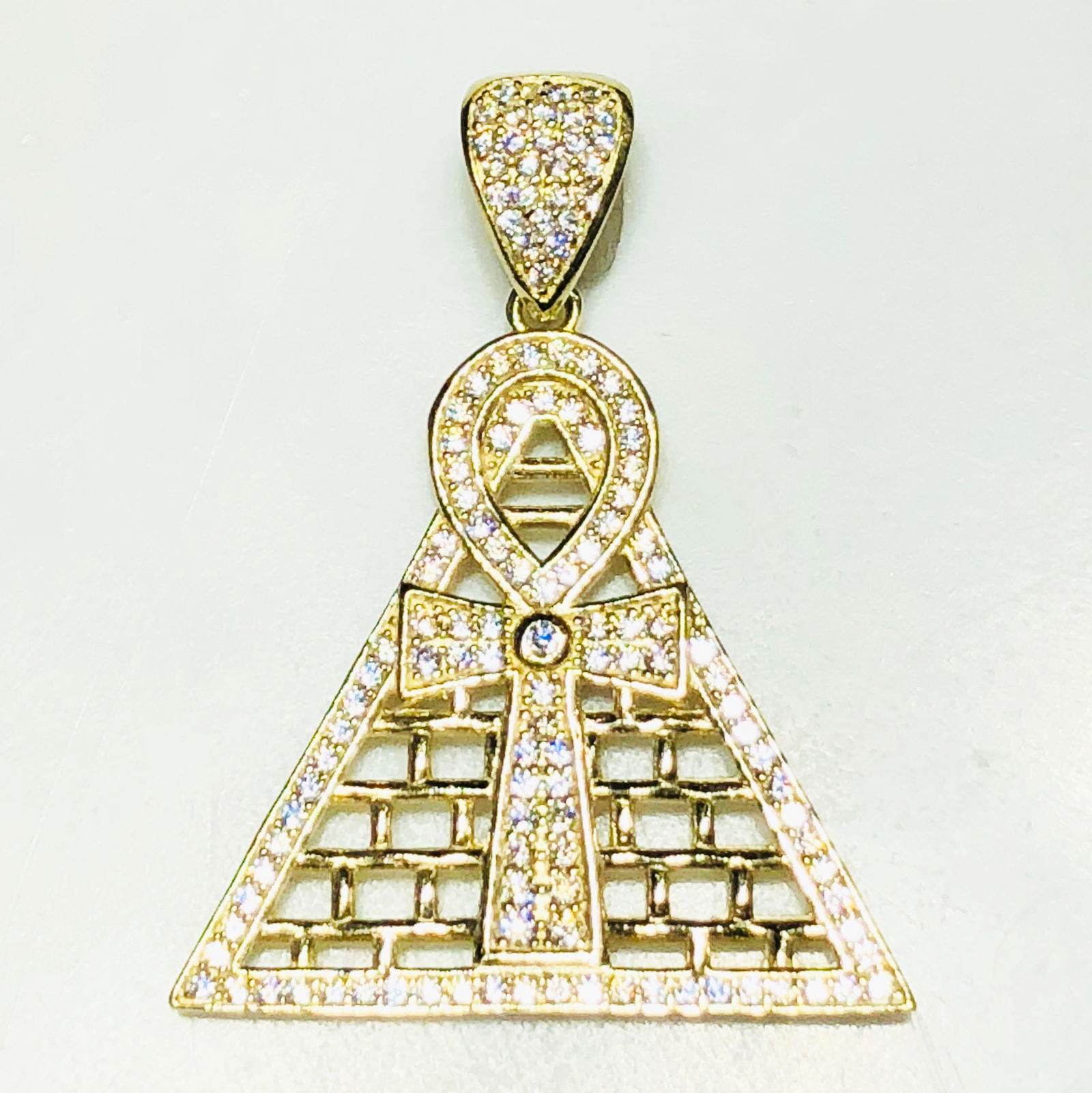Egyptian Pyramid Ankh CZ Pendant (10K) – Popular J