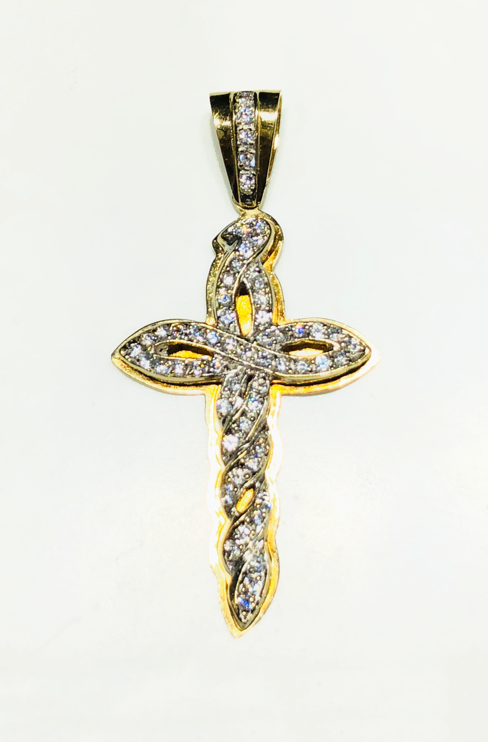 Twisted Infinity Cross CZ Pendant (10K)