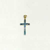 Blue Cross CZ Pendanti (10K) - Popular Jewelry New York