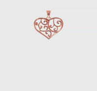 Filigree Pink Heart Pendant (Silver) 360 - Popular Jewelry - New York