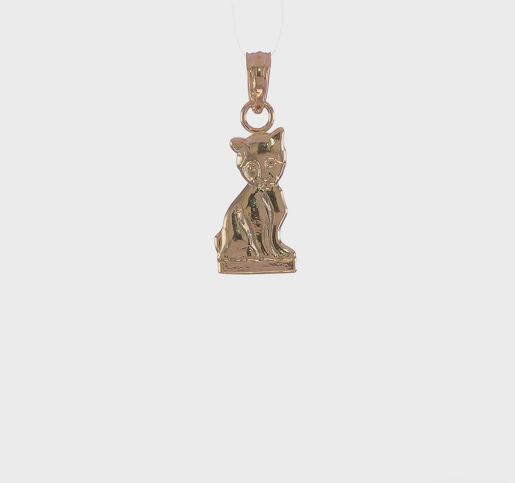 Sitting Kitten Pendant (14K) 360 - Popular Jewelry - New York