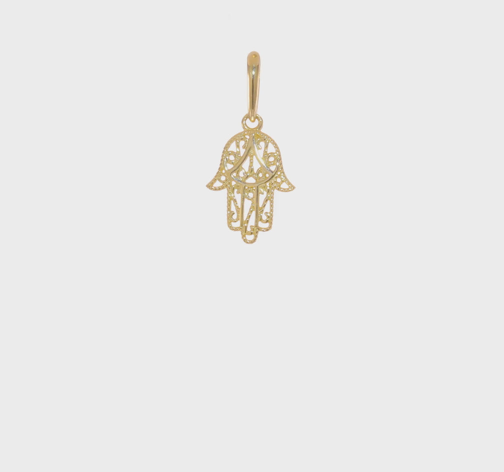 Fonott Hamsa medál (14K) 360 - Popular Jewelry - New York