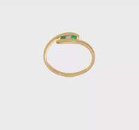 Szmaragdowy i diamentowy pierścień napinający z 3 kamieniami (14K) 360 - Popular Jewelry - Nowy Jork