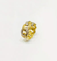 Diamond Two-Tone Miami Cuban Ring (10K).