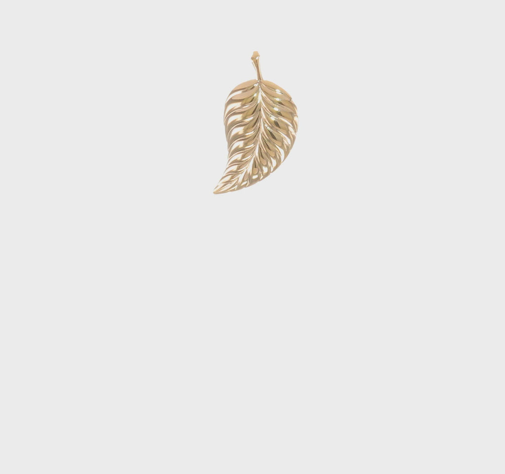 Curvy Leaf Pendant (14K) 360 - Popular Jewelry - New York