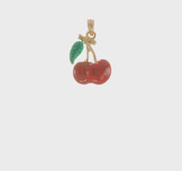 Cherry Duo Fruit 3D Enameled Pendant (14K) 360 - Popular Jewelry - New York