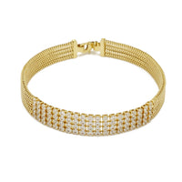 4 Row CZ Fancy Bracelet (14K) Venetian Chain, Yellow Gold, Cubic Zirconia Popular Jewelry
