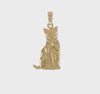Textured Sitting Cat Pendant (14K) 360 - Popular Jewelry - New York