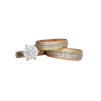 Tricolor Three-Piece Set Engagement Rings (14K)
