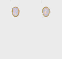Oval Cut Opal Friction Stud Earrings (14K) 360 - Popular Jewelry - New York
