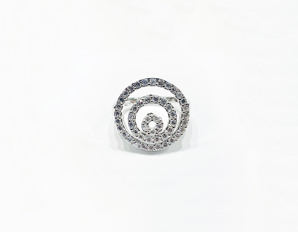 Triple Circle CZ Ring (Silver).
