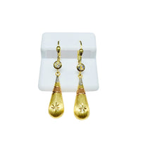 Tri-color Drop CZ Earrings (14K).