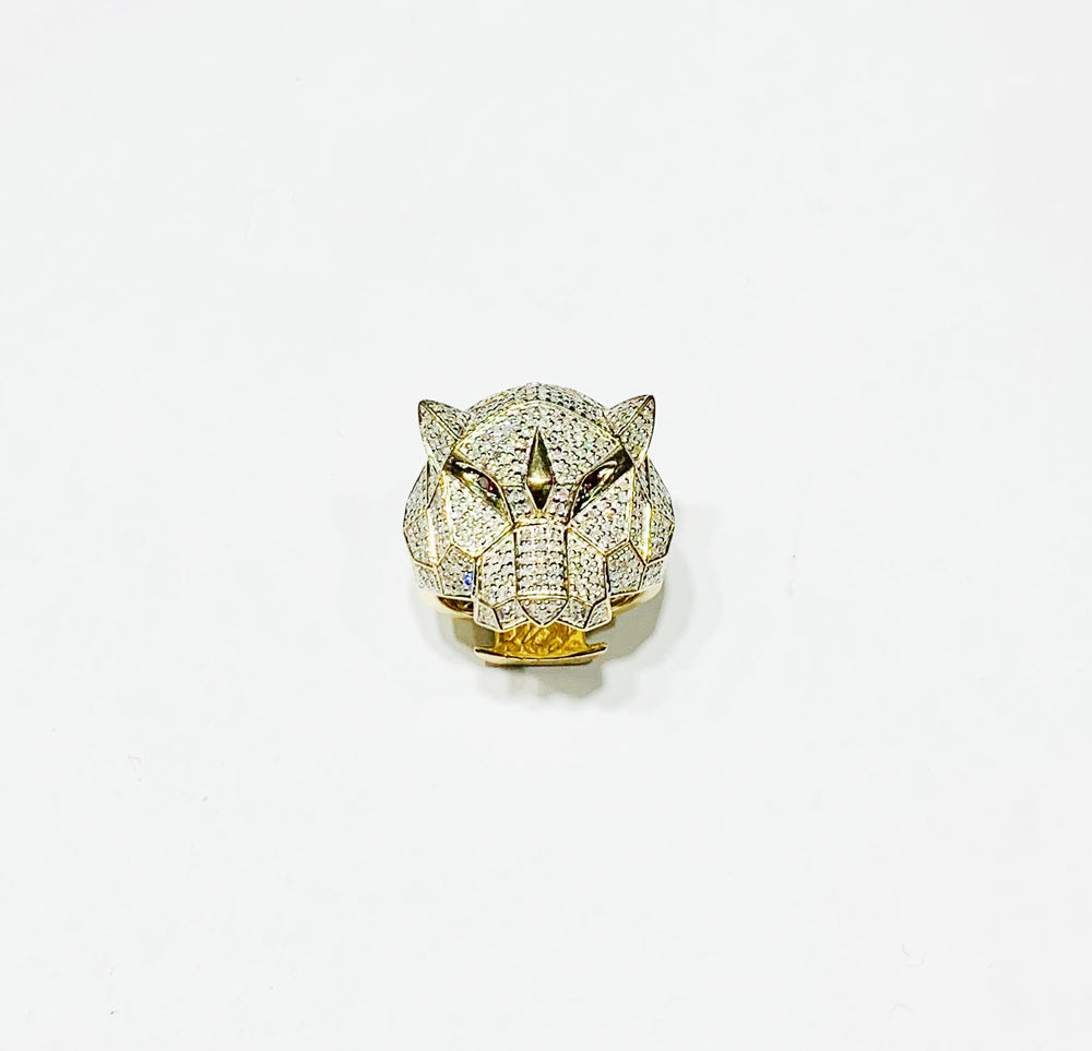 Diamond Panther Head Ring (10K)