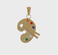 Enameled Painter Palette Pendant (14K) 360 - Popular Jewelry - New York