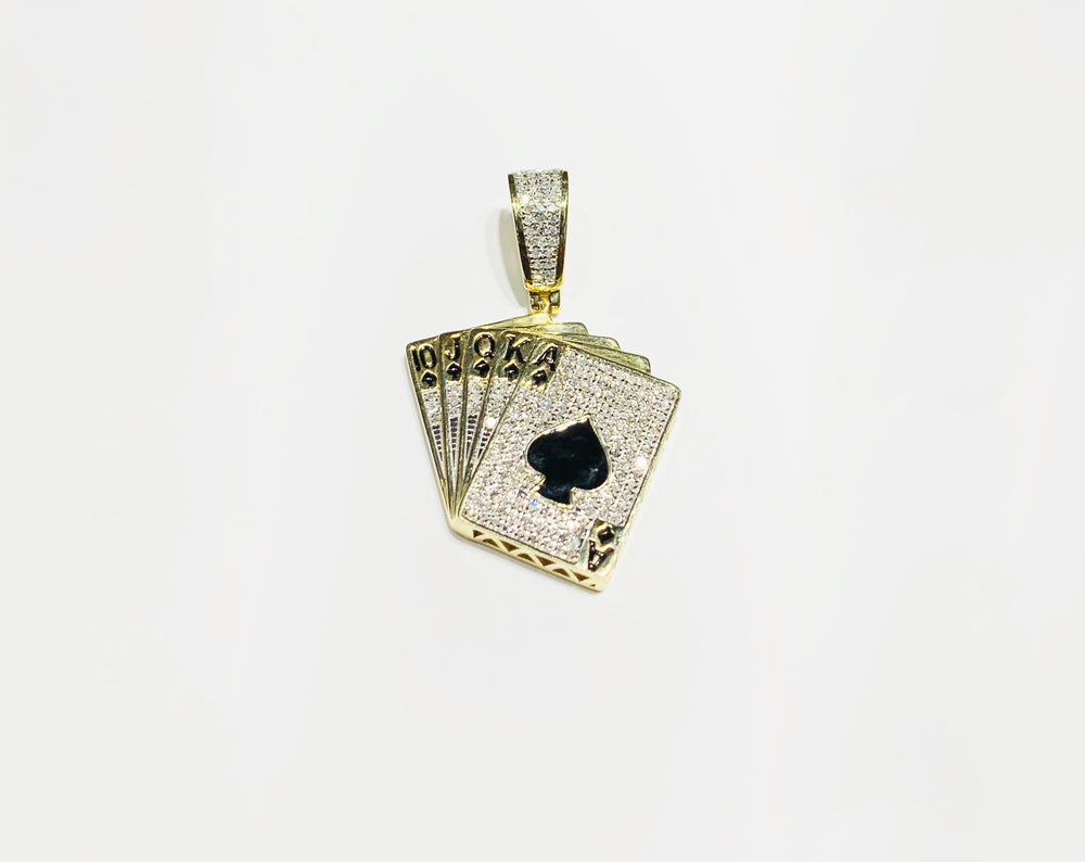 Diamond Royal Flush of Spade Pendant (10K)