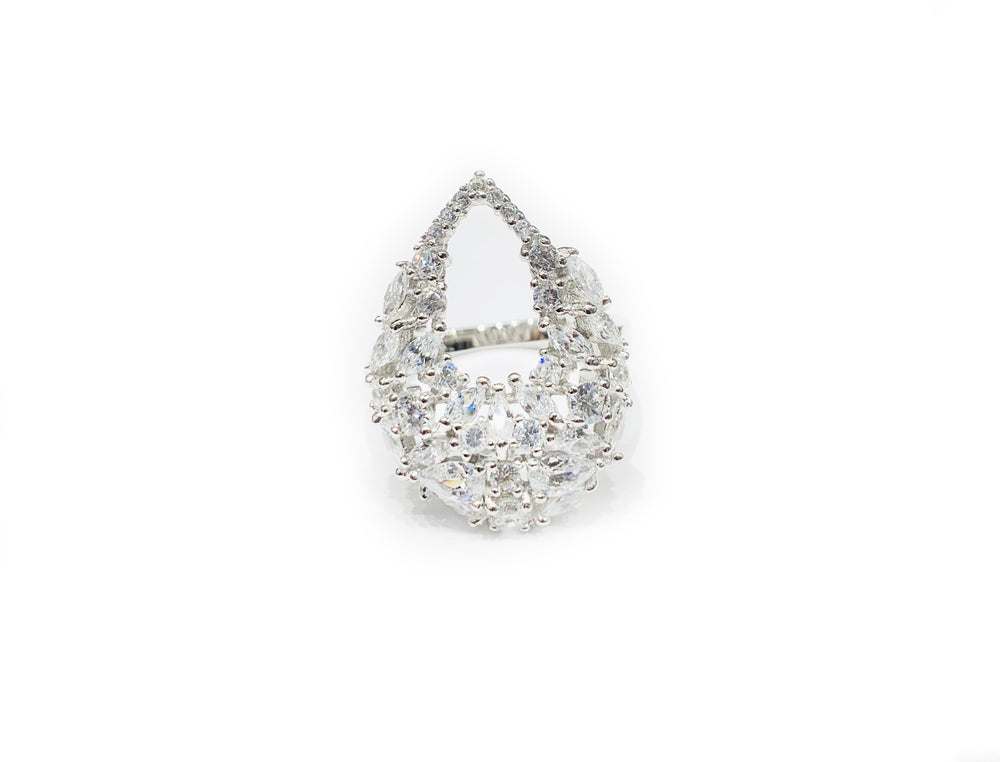 Teardrop CZ Ring (Silver).