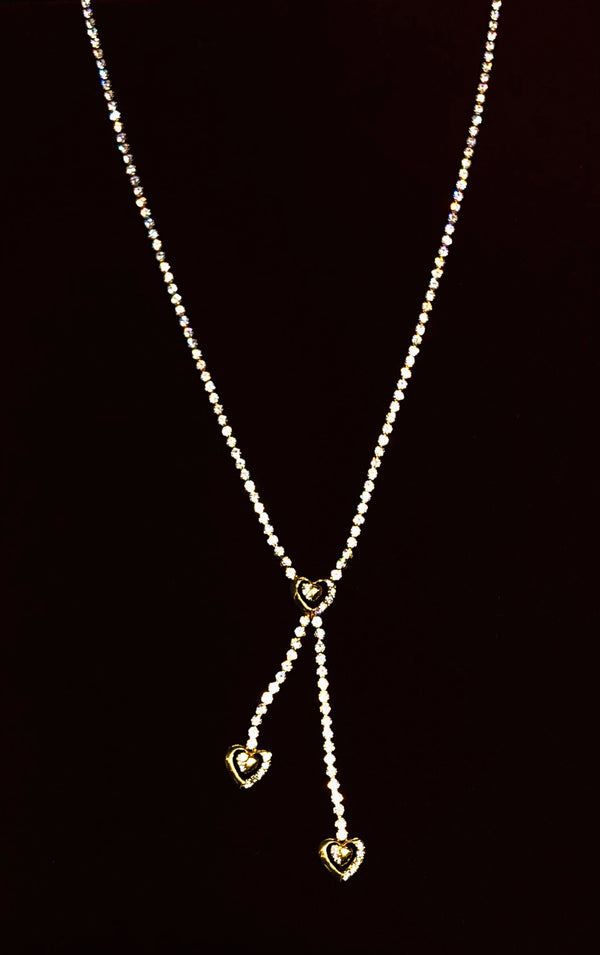 Tri-Heart Tennis Necklace (14K).