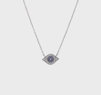 Iced-Out Evil Eye Necklace (Silver) 360 - Popular Jewelry - New York
