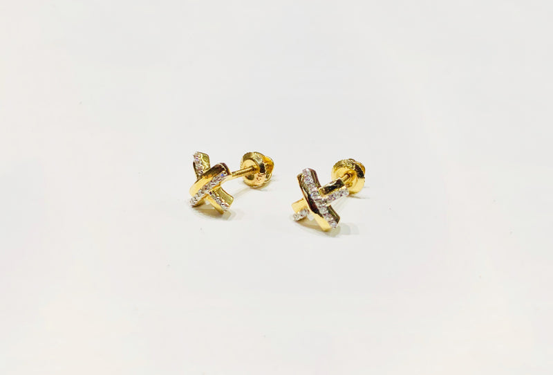 Diamond X Earrings (14K).