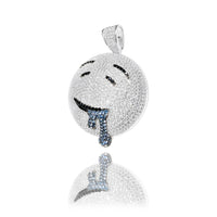 Emoji Drooling Face CZ Pendant (Silver)