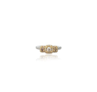 Three Stone Citrine Bridal Diamond Set Ring (14K)