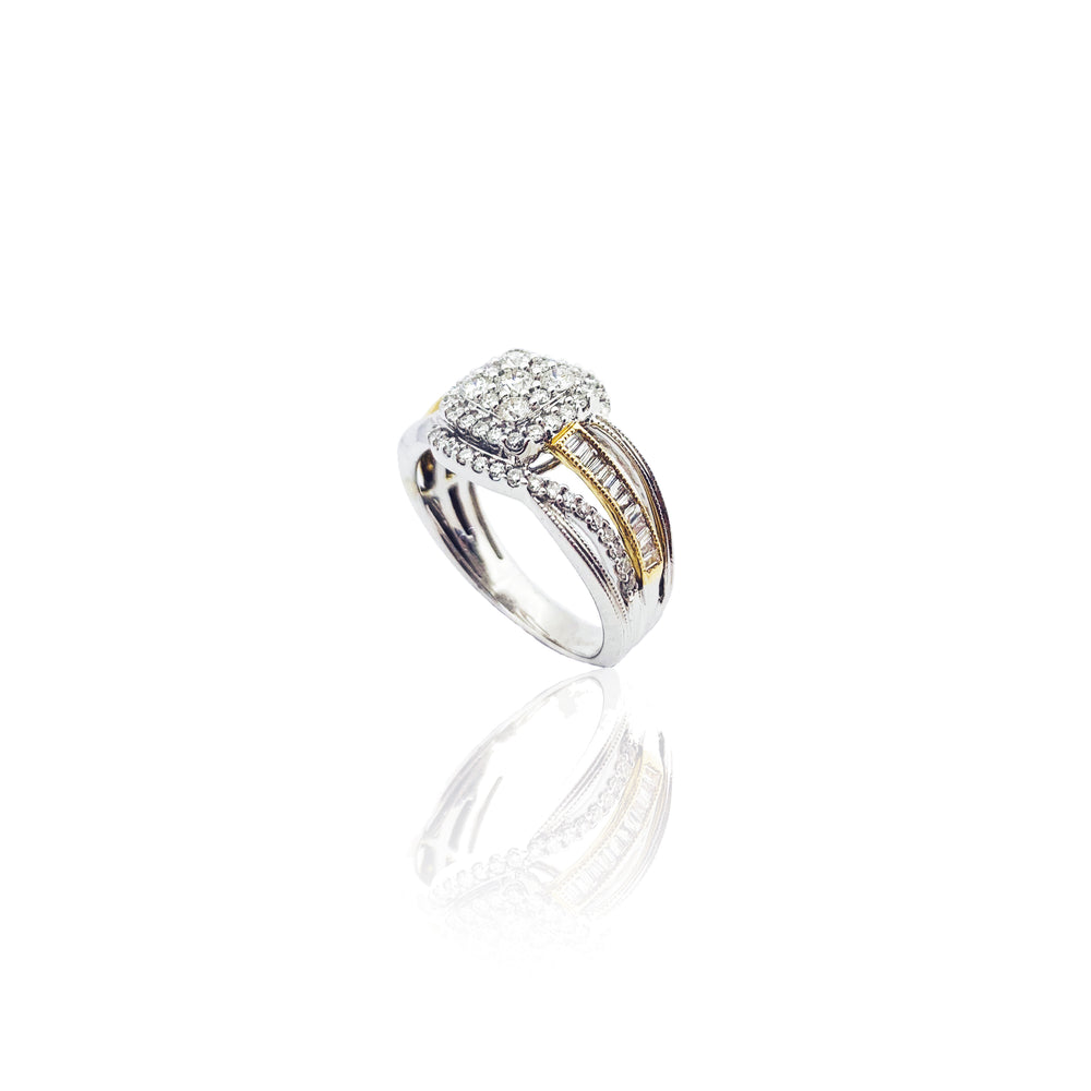 Diamond  Two-tone Semi-Set Ring (14K).