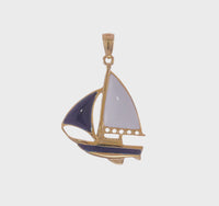 Enameled Sailing Boat Pendant (14K)