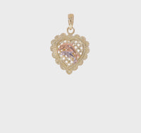 Maternal Dolphin Weaved Heart Pendant (14K) 360 - Popular Jewelry - New York