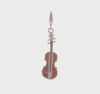 3-D Enamel Viola Charm Pendant (Silver)