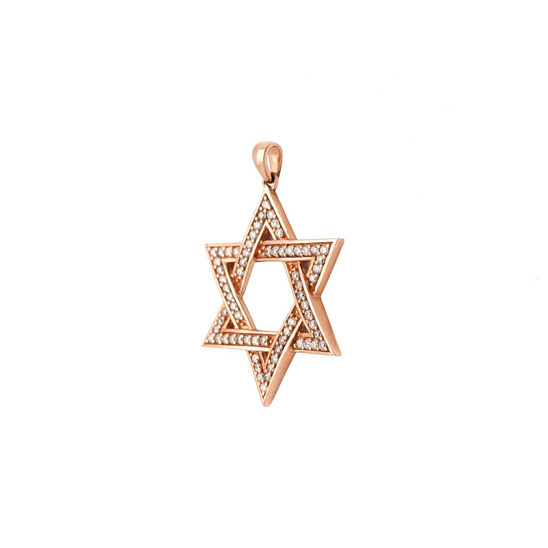 Diamond Star of David Pendant (14K) side - Popular Jewelry - New York