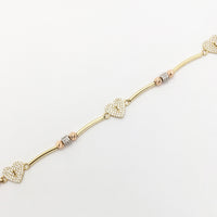 Heart Lock CZ Bracelet (14K) diagonal - Popular Jewelry - New York