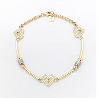 Heart Lock CZ Bracelet (14K) main - Popular Jewelry - New York