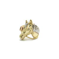 Racing Horse Head Tri-Color Ring (14K) atubangan - Popular Jewelry - New York
