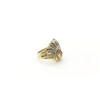 Indian Chief Head CZ Ring (14K) side - Popular Jewelry - New York